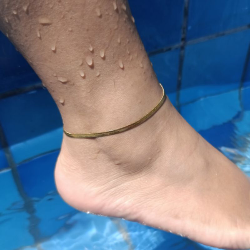 Tornozeleira Fita Ajustável 17 ao 22 CM Aço Inox Dourada ou Prateada Não Escurece Banhado a Ouro 18K Linha Luxo em Oferta na Shopee