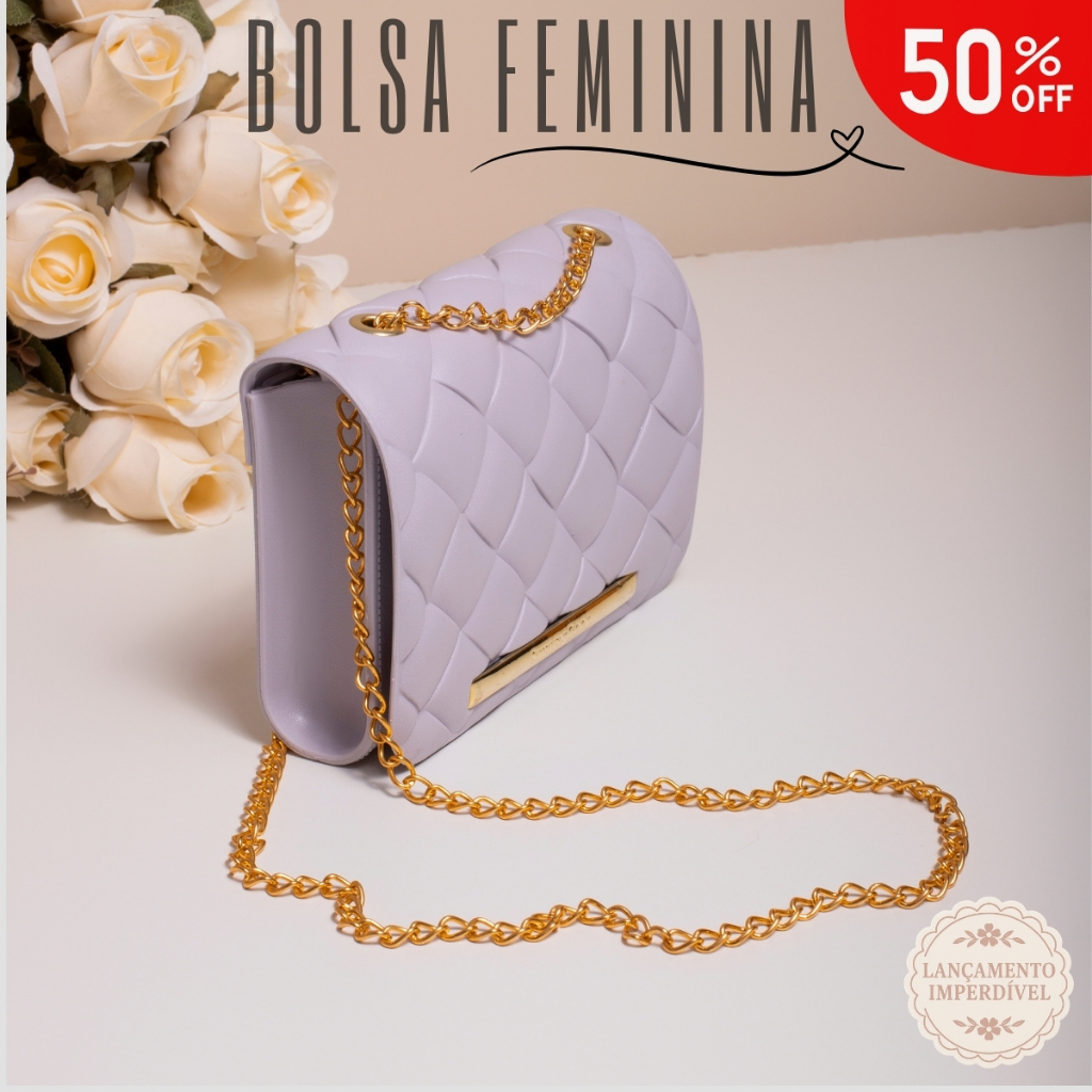 Bolsa Feminina Estilo Carmén Corrente Dourada Transversal Casual Festa Moderna em Oferta na Shopee