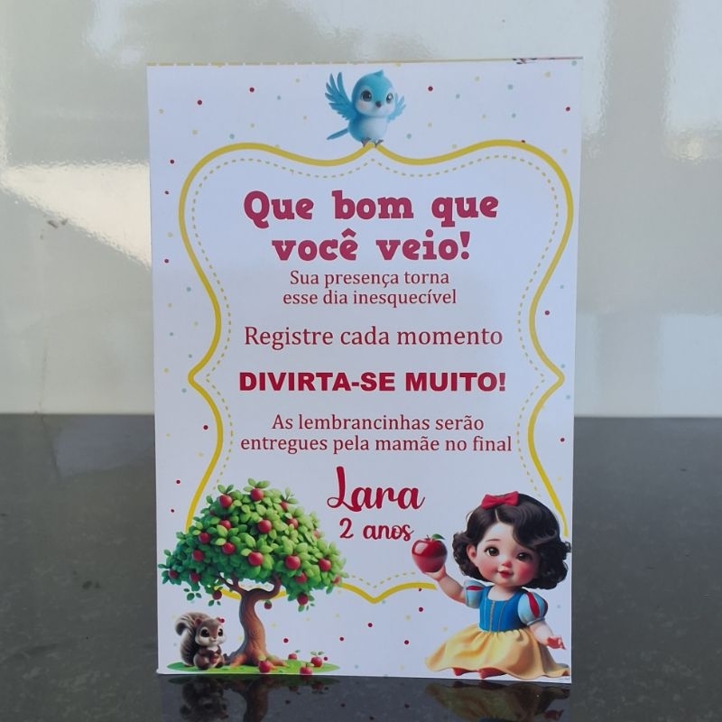 Plaquinha de Centro de Mesa Branca de Neve Cute Personalizada | Lembrancinha | Decoração Festa Infantil em Oferta na Shopee