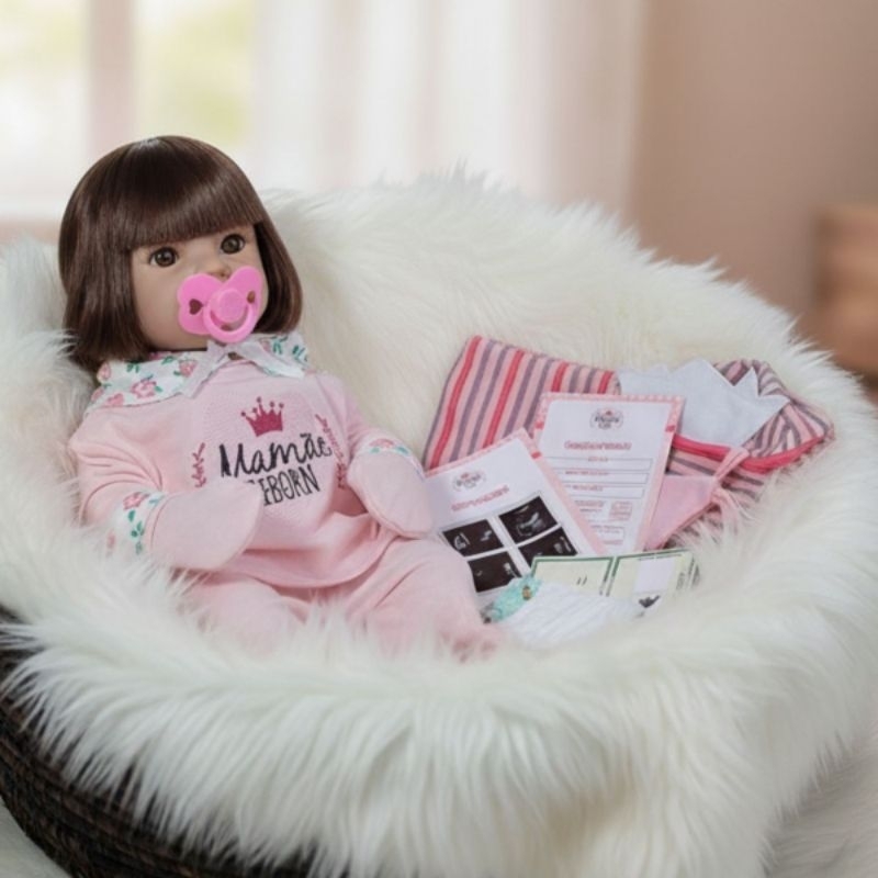 Boneca Bebê Mamãe Reborn 100% Silicone Enxoval