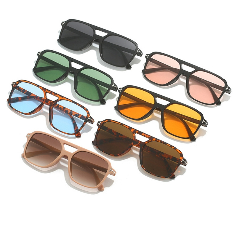 Óculos de Sol Feminino Masculino Vintage Quadrado Lentes Coloridas Hastes em Metal Proteção UVA400