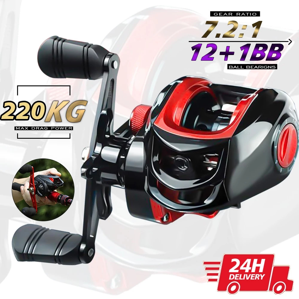 220Kg Carretilha De Pesca Cana De Pesca Molinete Magnético 18 + 1BB Baitcasting Fishing Reel