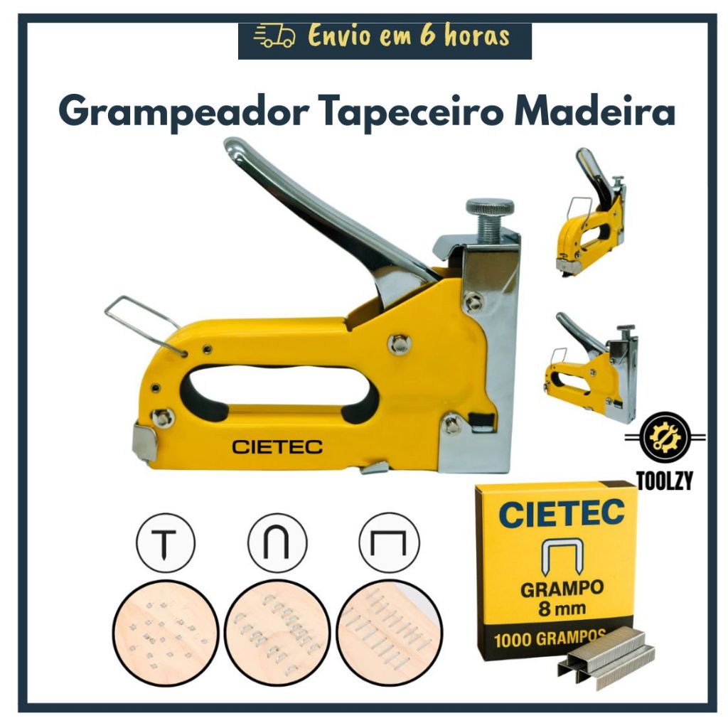 Grampeador Tapeceiro Madeira Estofado Profissional Tapeçaria Alta Pressão Grampo em Oferta na Shopee