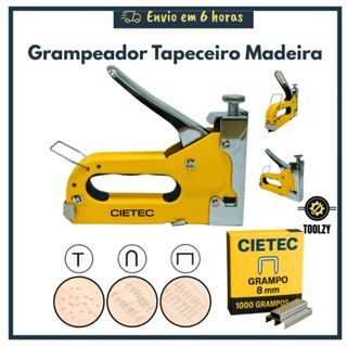 Grampeador Tapeceiro Madeira Estofado Profissional Tapeçaria Alta Pressão Grampo em Oferta na Shopee