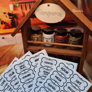 Kit 110 Adesivos Completo P/ Temperos E Mantimentos Transparente 5x3cm Organizadores De Potes em Oferta na Shopee