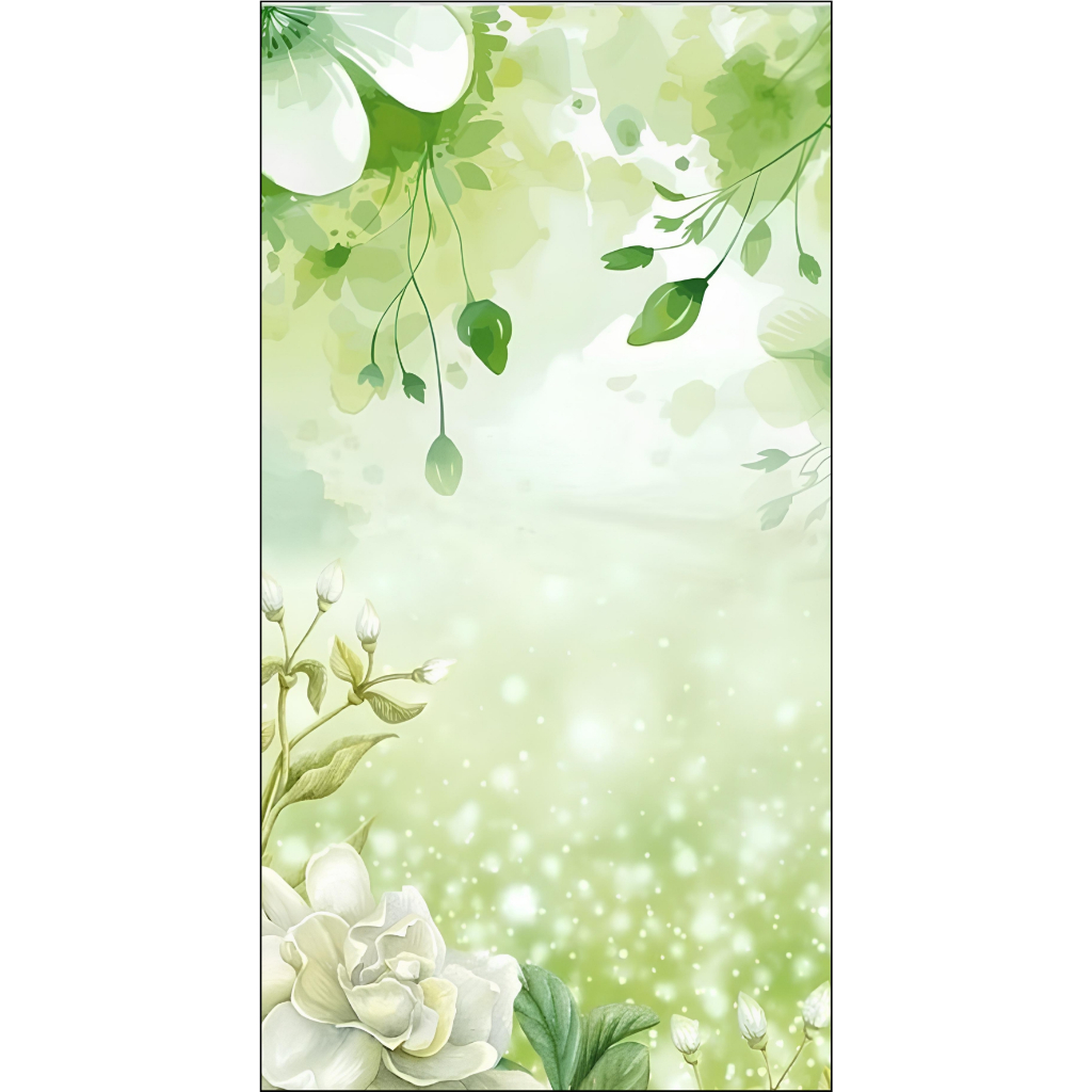 PAINEL PARA FESTAS, VERDE FLORAL AQUARELA, VERTICAL 2X1 SEM ELÁSTICO OU ROMANO 2X1 COM ELÁSTICO