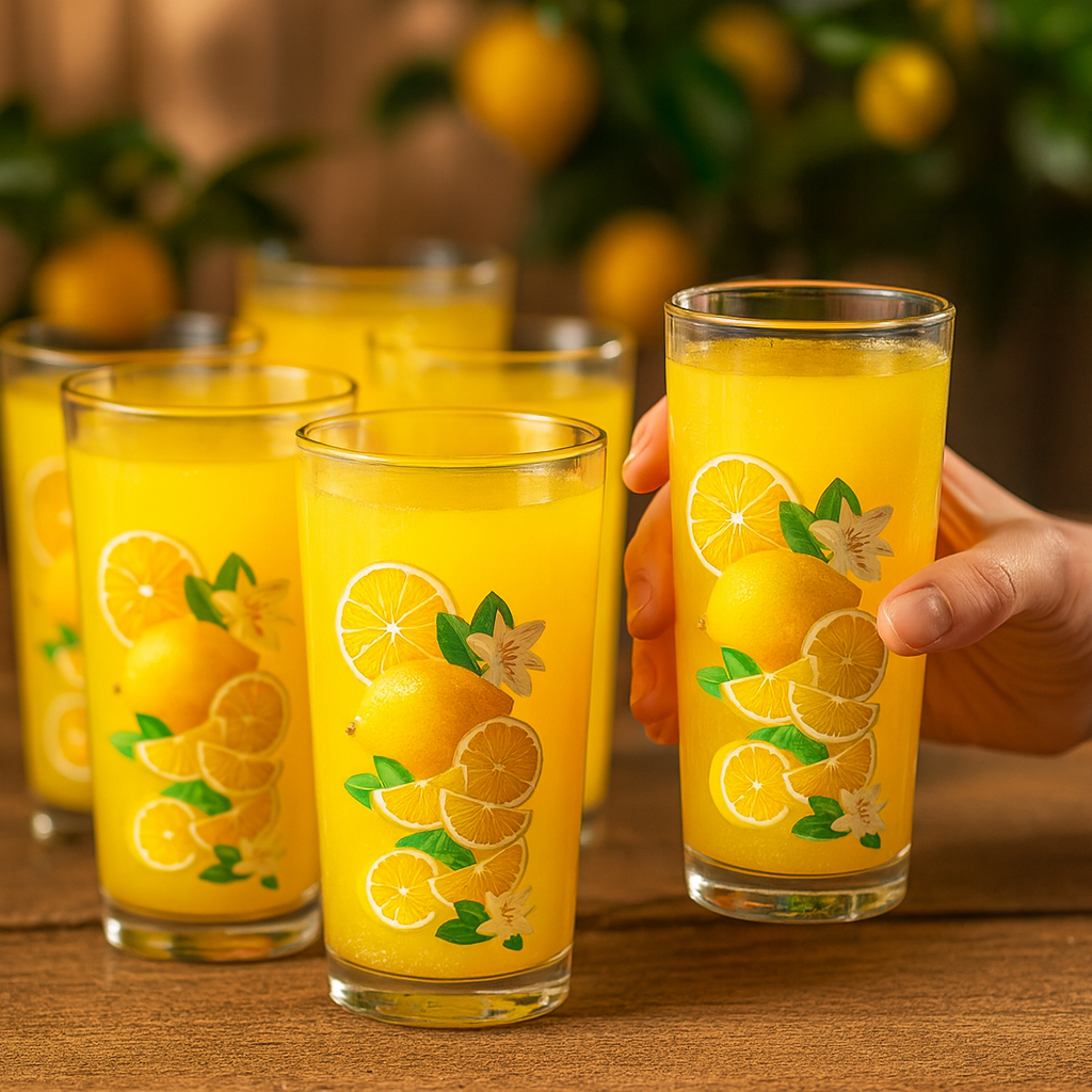 Jogo De 6 Copos Long Drink de Vidro Multiuso Estampa Limão Siciliano 225ml - Ruvolo em Oferta na Shopee