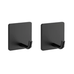 2 Gancho Autocolante Cabide Adesivo Organizador Utensílios Chave Roupa Toalha Preto Fosco Luxo
