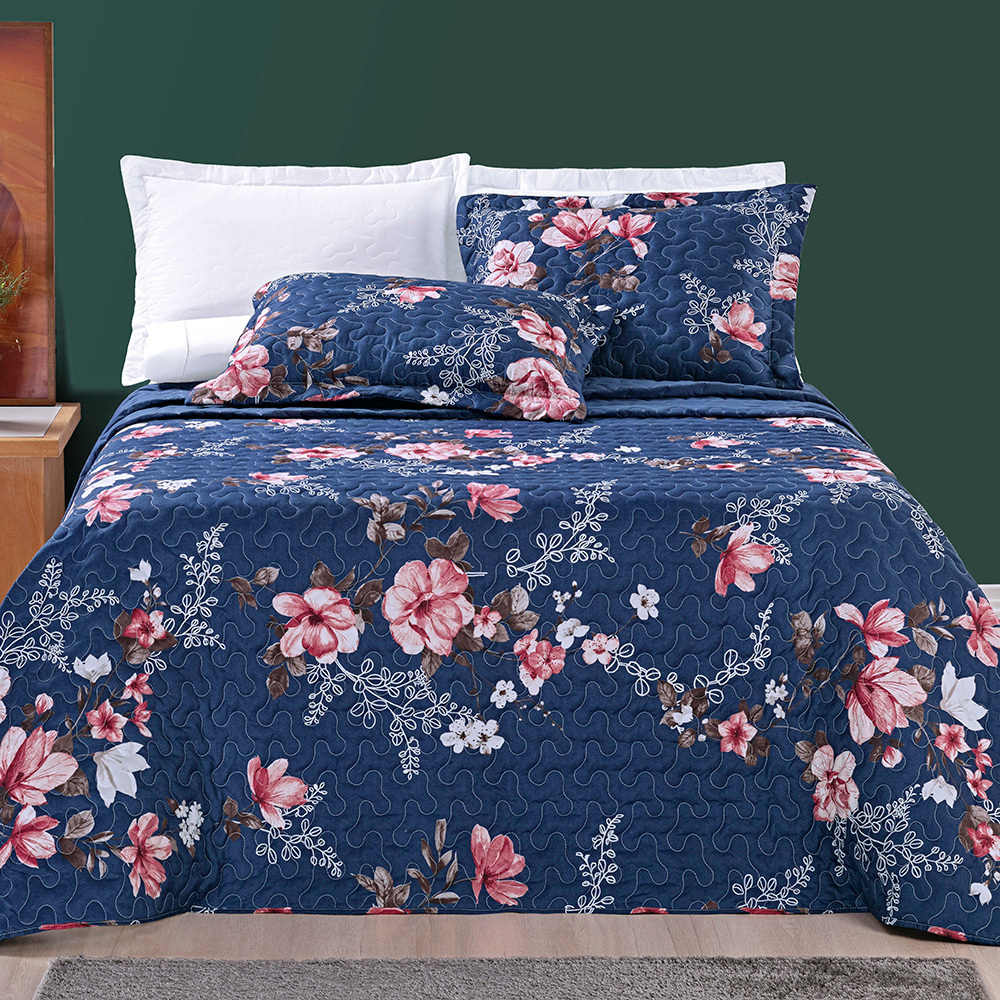 Kit Cobre Leito Avere Flores DUPLA FACE micropercal 200 fios Moderno e Aconchegante Envio IMEDIATO