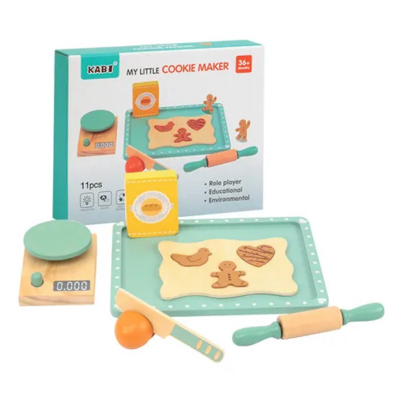 kit fazendo biscoitos, Brinquedo infantil em madeira faz de conta