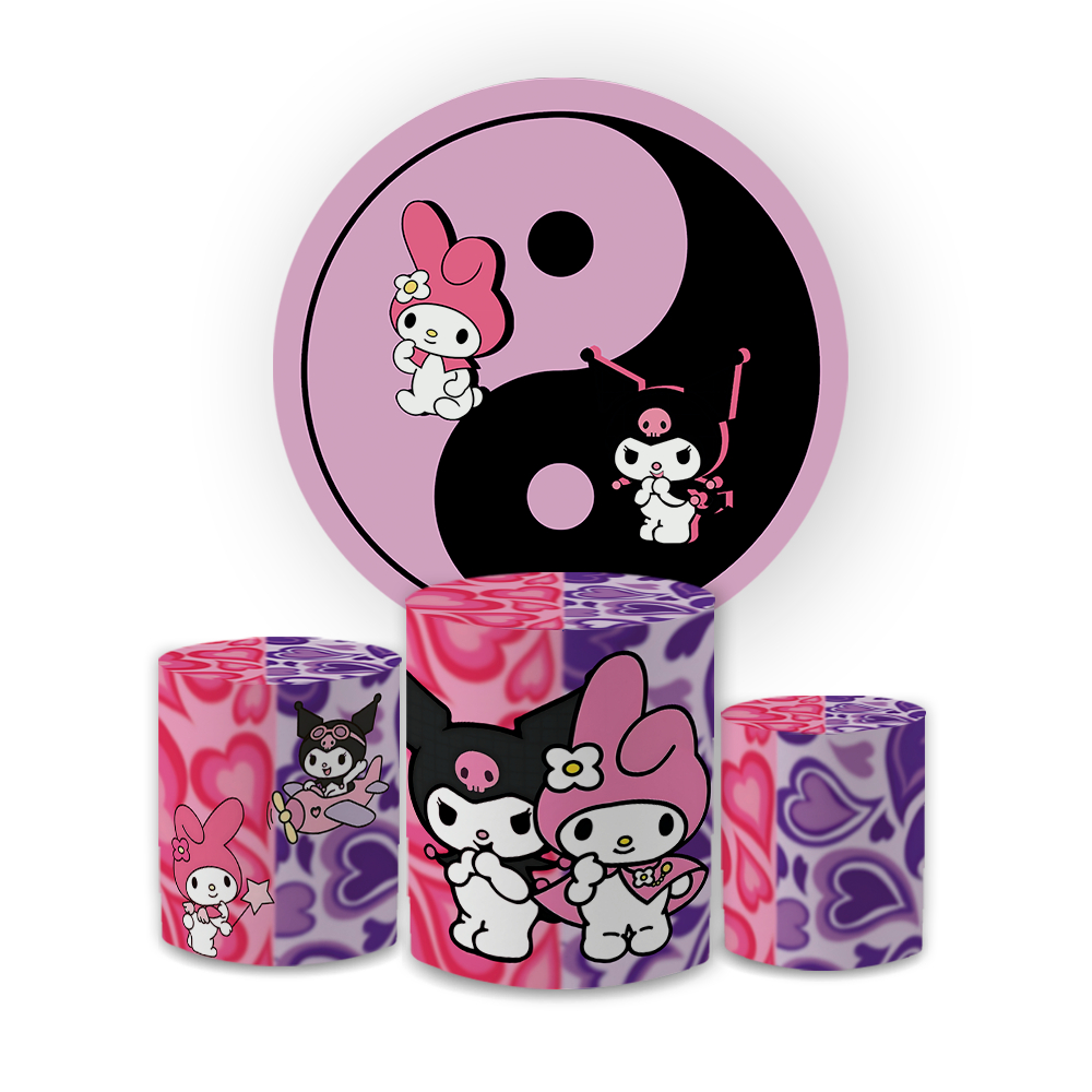 Kit Capas Festiva Para Painel Cilindros Decoração Lançamento Hello Kity e Kurumi Bibi Paineis