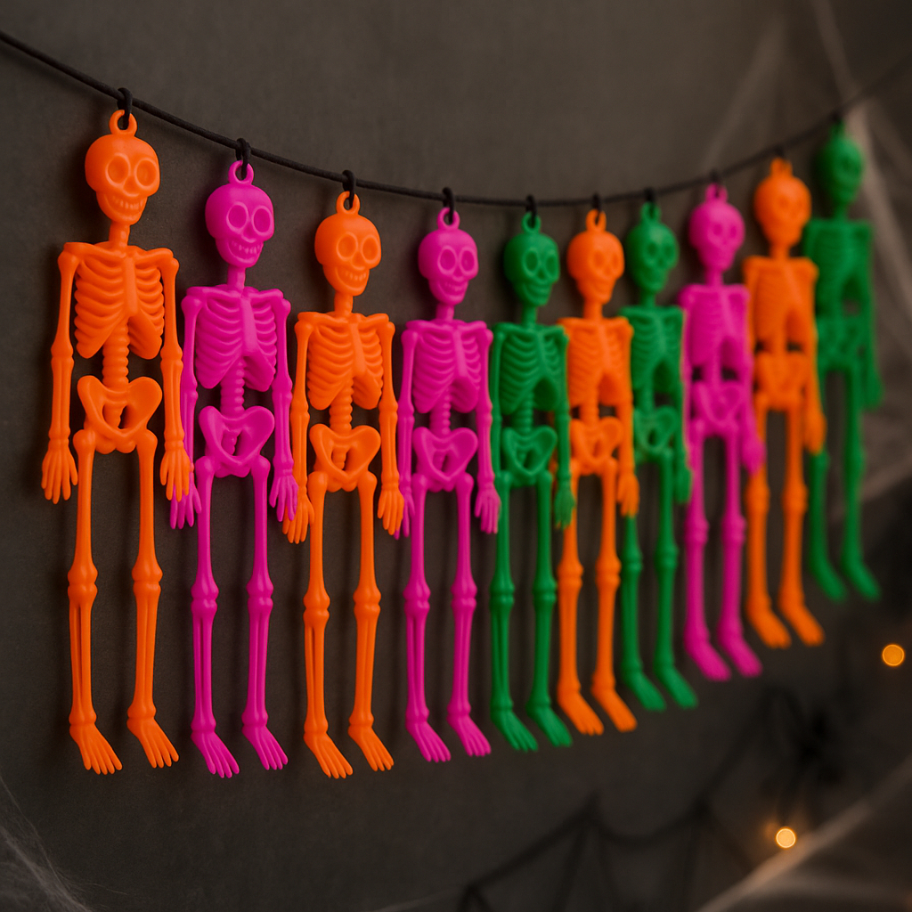 Esqueleto Halloween Realista Colorido Neon Decoração Assombrada Dia das Bruxas Chaveiro VMP