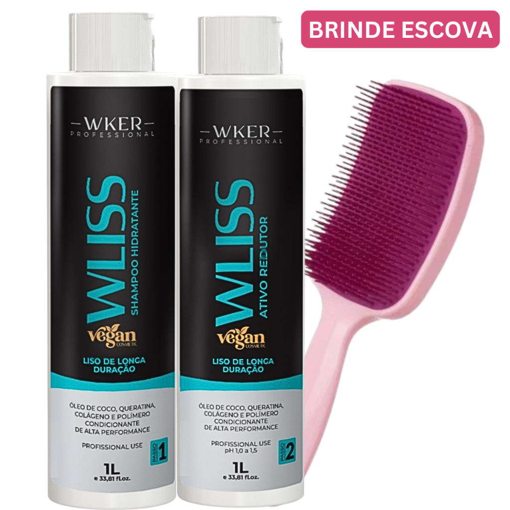 Kit Escova Progressiva Orgânica Vegan Wliss Profissional - Liso Natural Perfeito