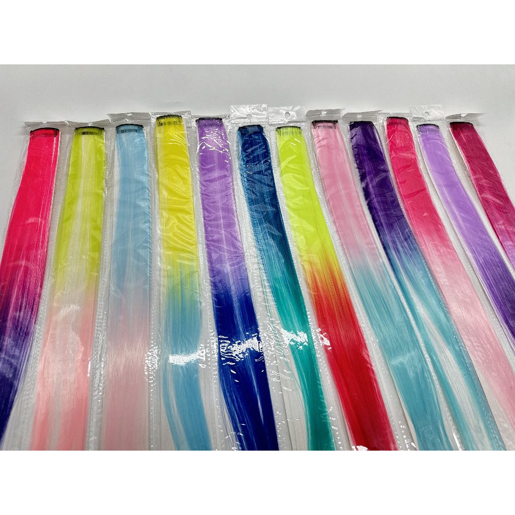 Kit Com 12 TICTAC Aplique Colorido Mecha de Cabelo Colorido Extensão Colorida em Oferta na Shopee