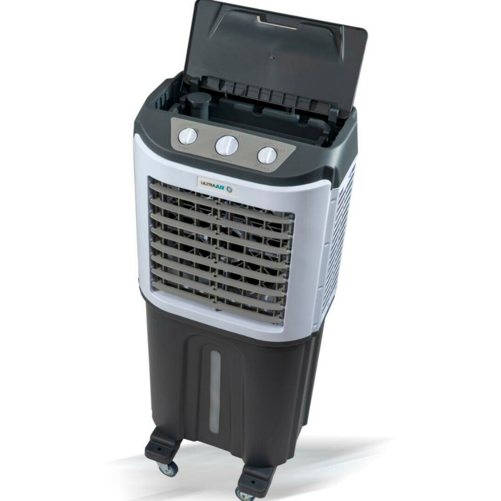 Climatizador Ar Frio Industrial Ultraar Ultra 75 Rodinha 110v Cor Branco Com Cinza 75 Litros 150W Portátil Evaporativo