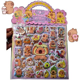 Kit 2 Cartelas Grandes de Adesivos Capivara 3D Alto Relevo - Papelaria Fofa em Oferta na Shopee