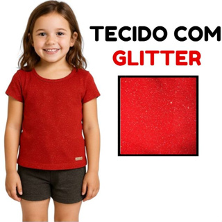 Blusa Com Brilho Manga Curta Infantil Menina 100% Algodão Do 1 Ao 16 em Oferta na Shopee
