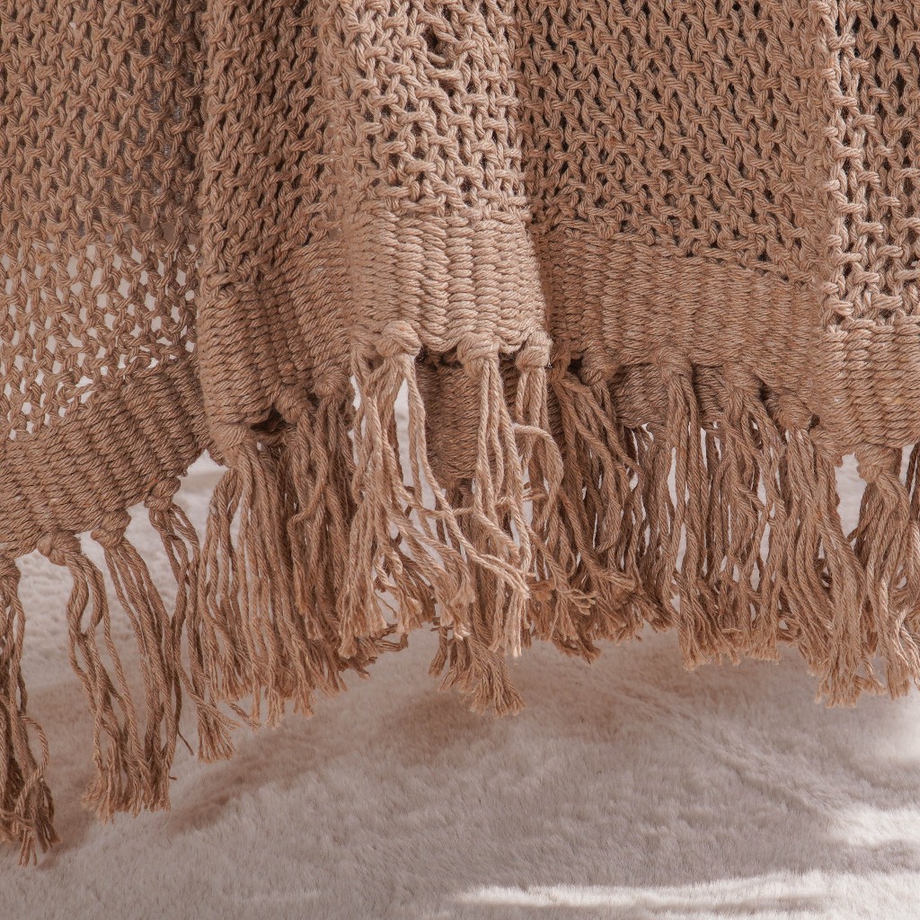 Manta para Sofá 1,20m x 1,50m 100% Algodão Rústica com Franja Decorativa Protetora Atacama Tessi · foto 2