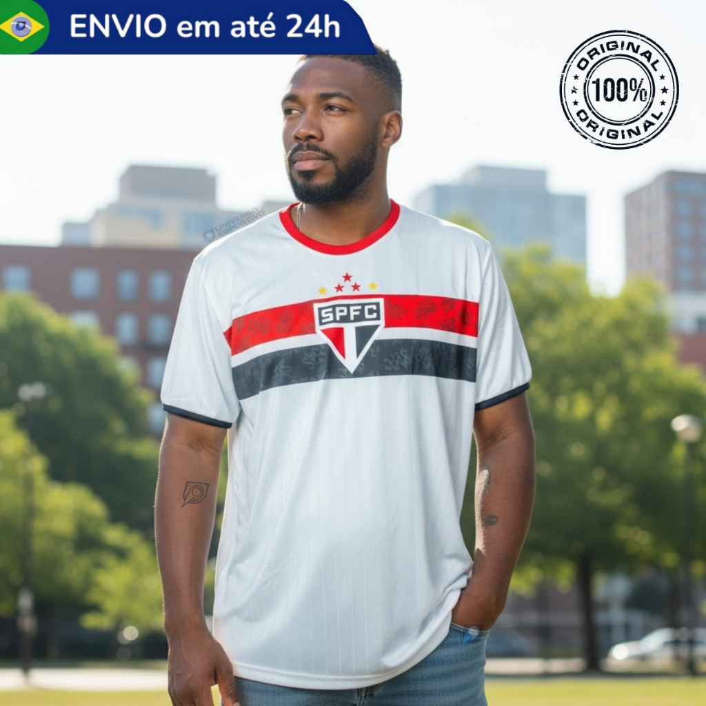 Camiseta São Paulo Masculina Torcedor Lançamento Oficial 2025 Licenciada Original Oficial Tricolor