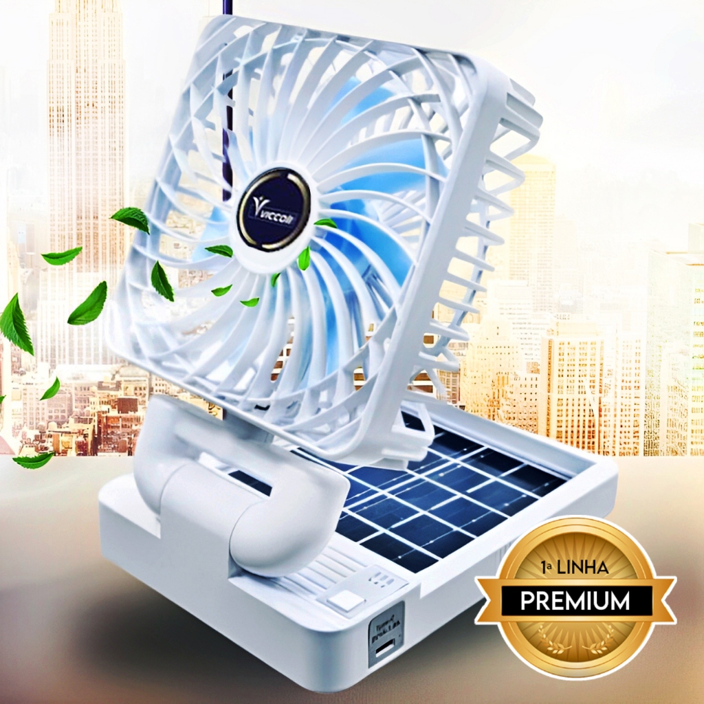 Ventilador Portátil Solar e USB Recarregável Dobrável 3 Velocidades Para Carro Camping em Oferta na Shopee