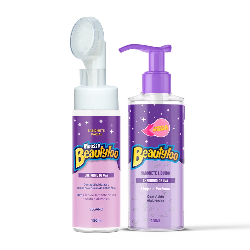 Kit Sabonete Mousse e Gel de Limpeza Cheirinho de Chiclete Beautyloo em Oferta na Shopee