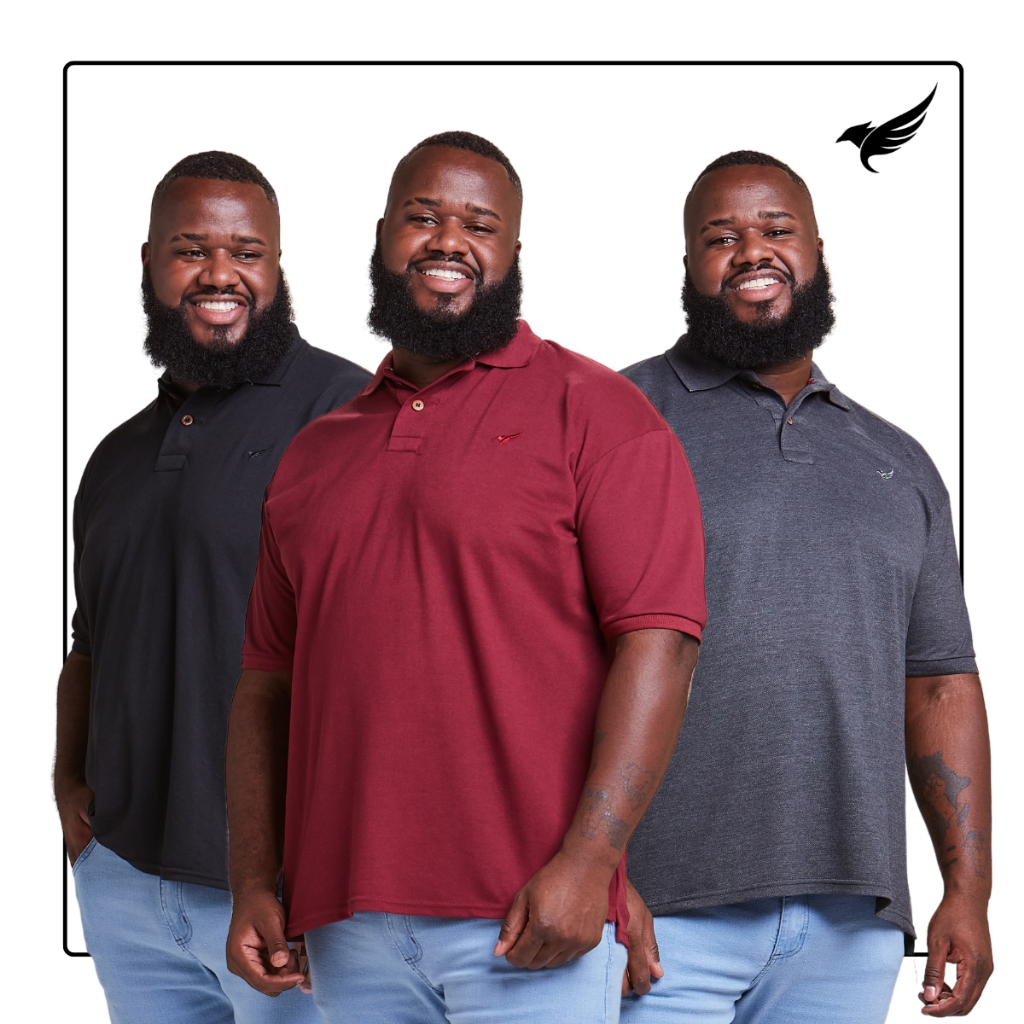 Kit 3 Camisa Polo Plus Size Extra Grande Masculina em Oferta na Shopee