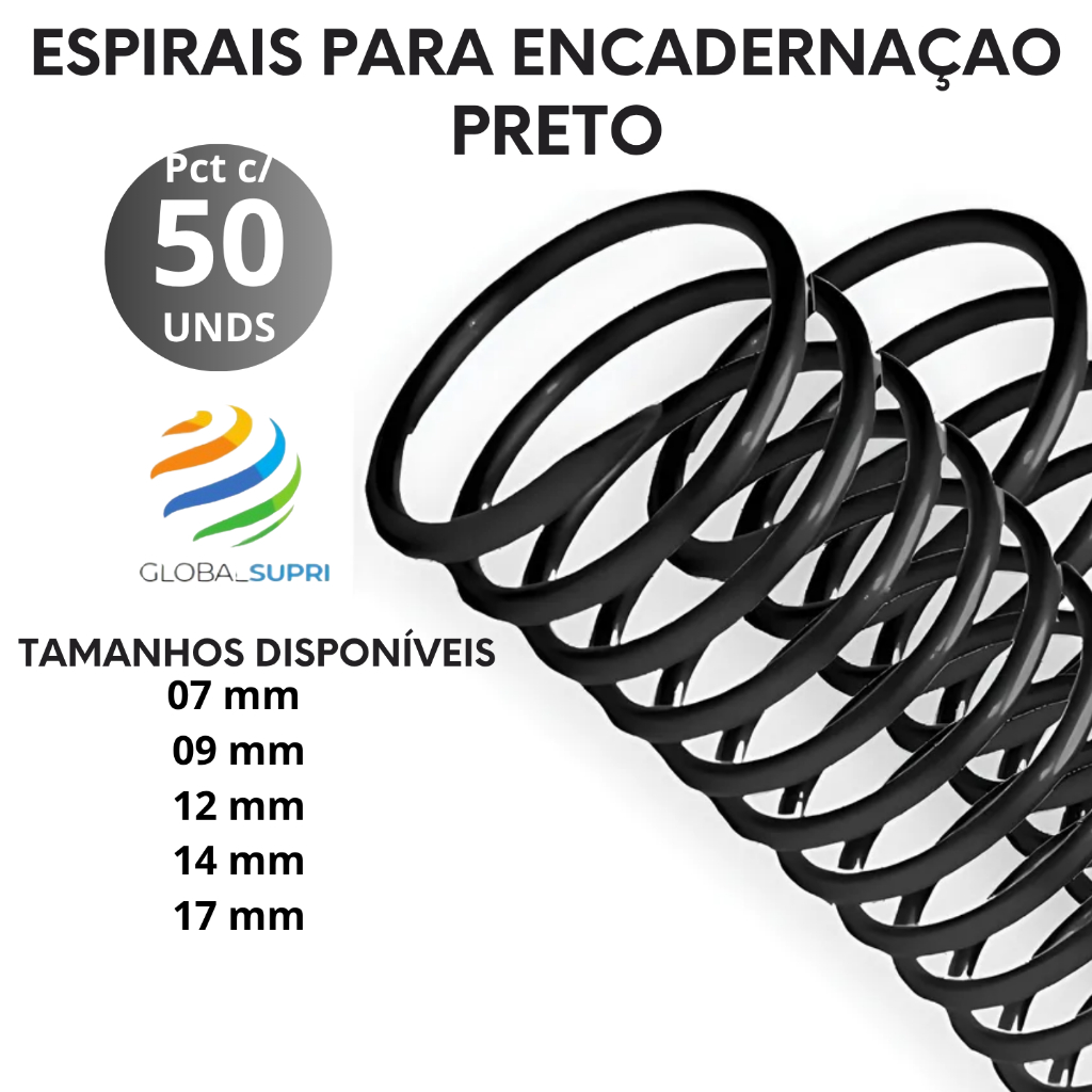 ESPIRAL P/ ENCADERNAÇÃO PCT C/50 UNDS PRETO em Oferta na Shopee
