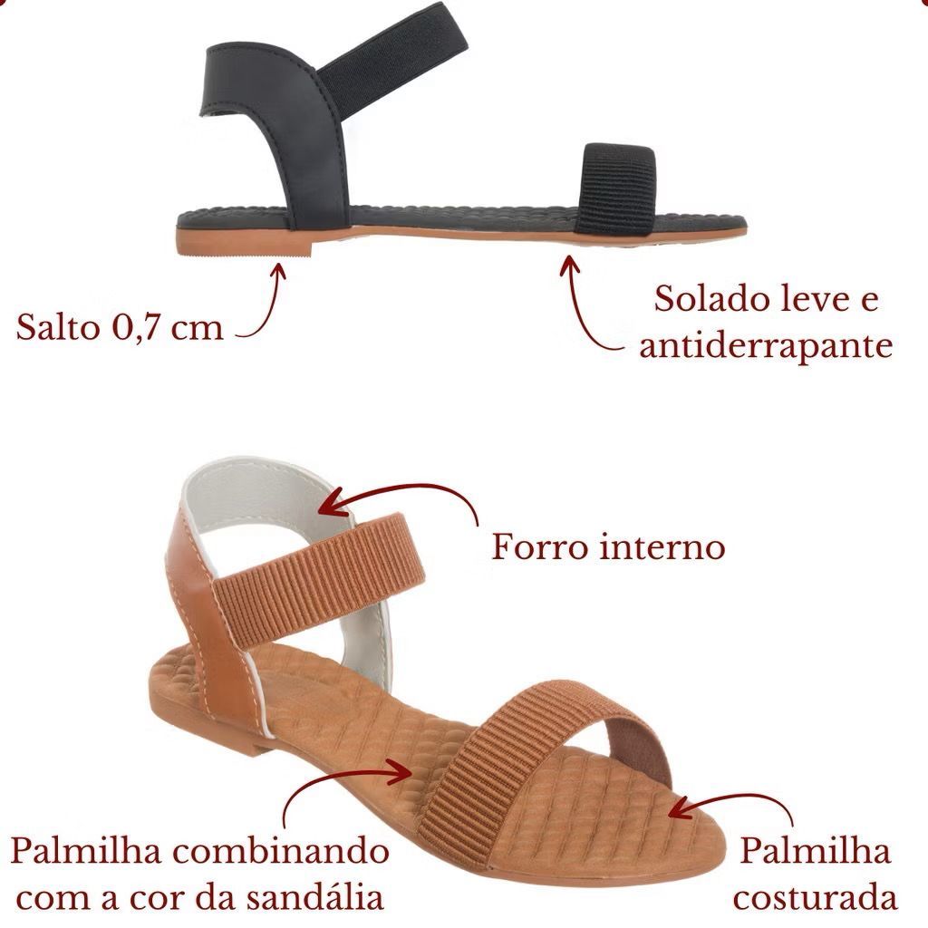 Sandalia Feminina Palmilha Ortopedica Rose Confortavel Leve e Macia Envio Imediato