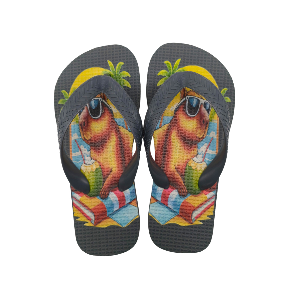 Chinelo de Verão Infantil Estampado Capivara Unissex Barato Confortável