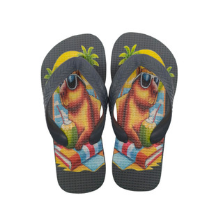 Chinelo de Verão Infantil Estampado Capivara Unissex Barato Confortável
