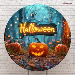 Painel Redondo Halloween Cemitério em tecido 1,50m com Elástico para Festas - APR-2544