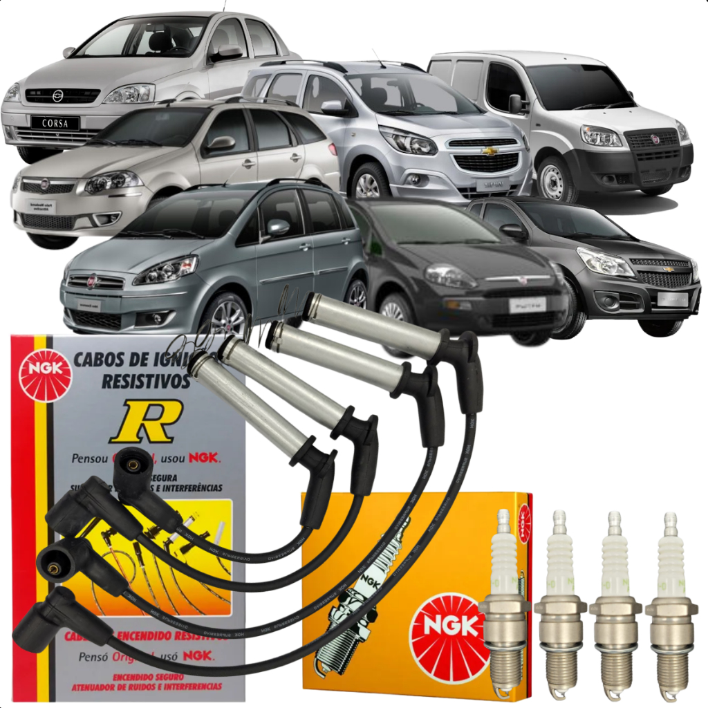 Jogo Cabos + Velas Ngk Cobalt Corsa Meriva Montana 1.8 8v Preto