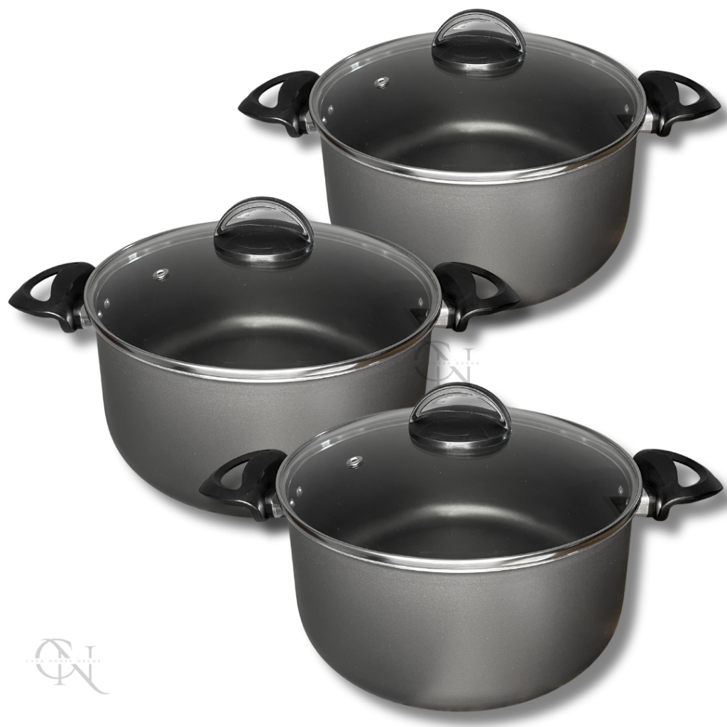 Kit Jogo 3 Peças Panelas Caçarolas 16 18 e 20 cm Antiaderente 5 Camadas de Teflon com Tampa de Vidro em Oferta na Shopee