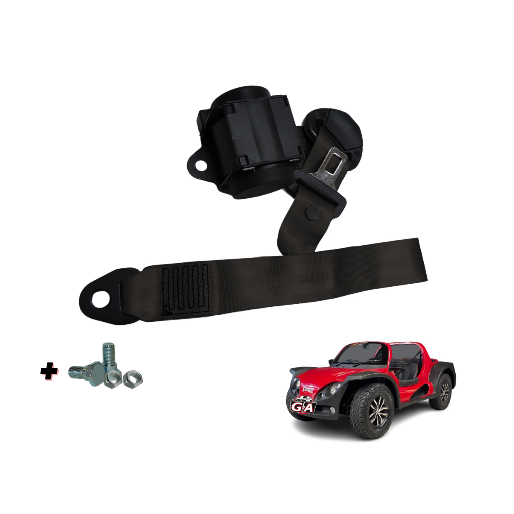 Cinto Segurança bugue buggy Retrátil 3 Ponto 3,2m Lingueta 22mm Universal lado direito ou esquerdo