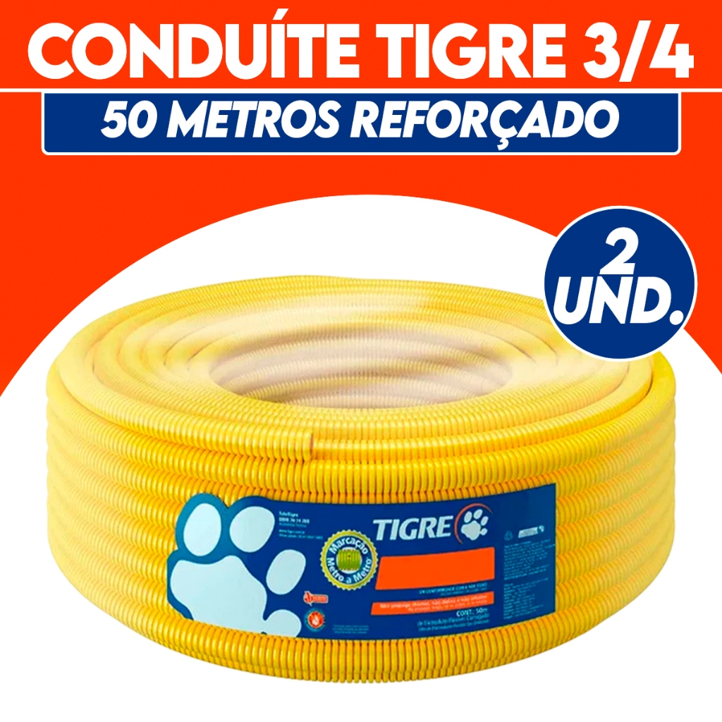 Conduite Amarelo 25Mm (3/4'') Rolo Com 50M Tigre Kit 2