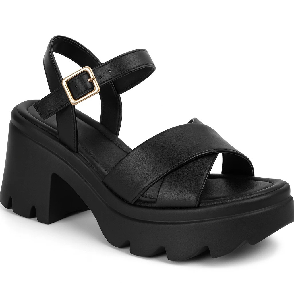 Sandália Feminina Plataforma Sola Macia Leve Tratorada Flatform Blogueira Influencer