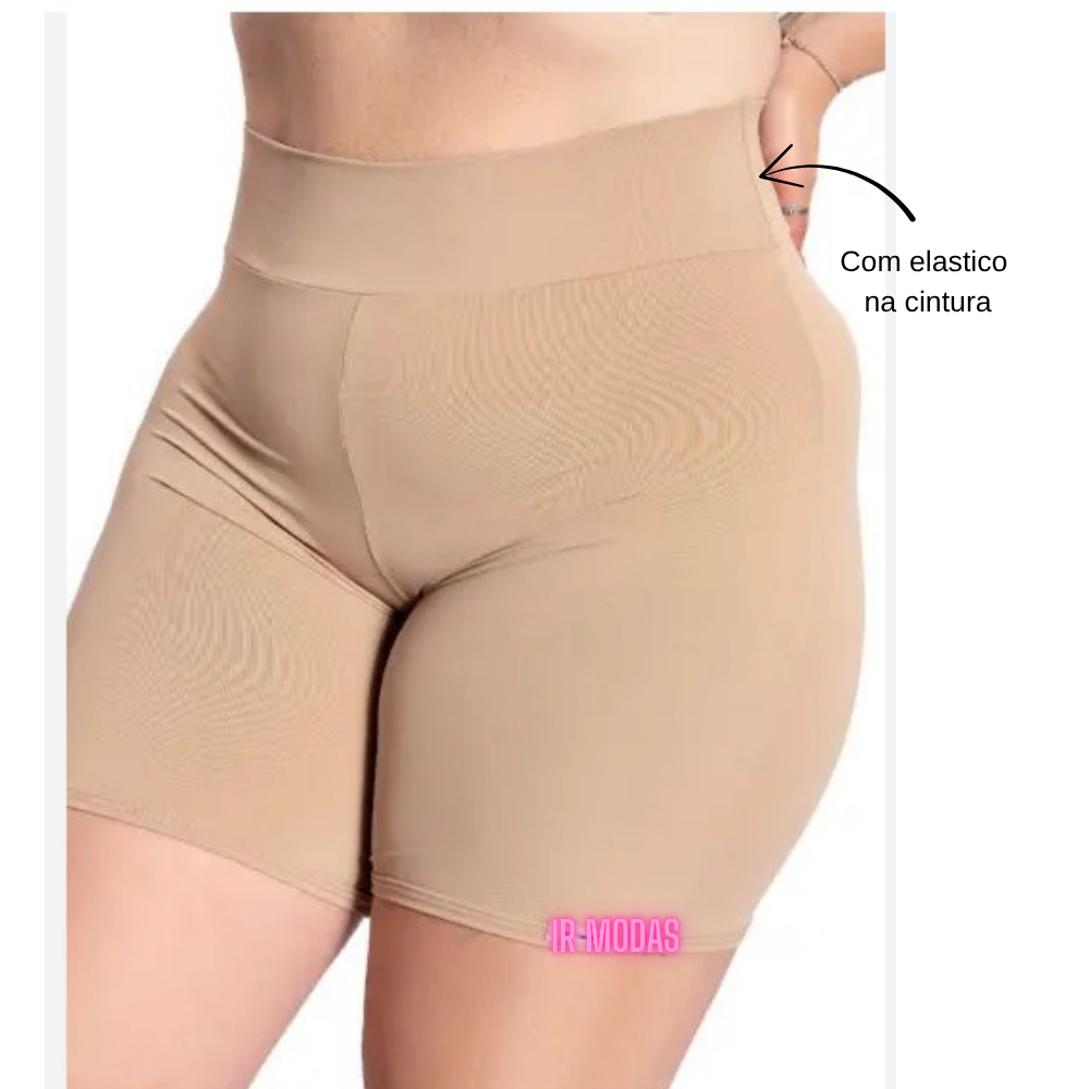 Bermuda Segunda Pele Feminina Cós Alto Plus Size, antiatrito de coxas, Confortável e não Marca