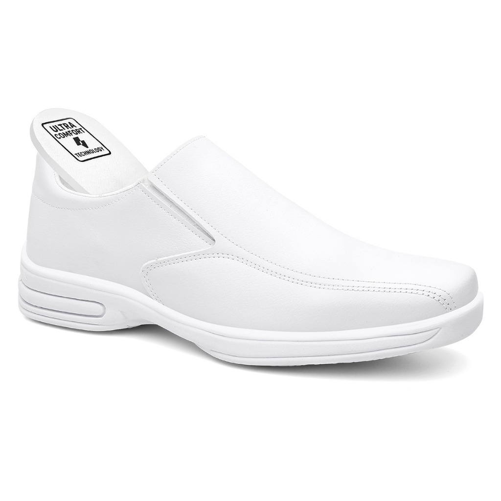 Sapato Social Masculino Ultra Conforto Branco Enfermagem Calce Fácil em Oferta na Shopee
