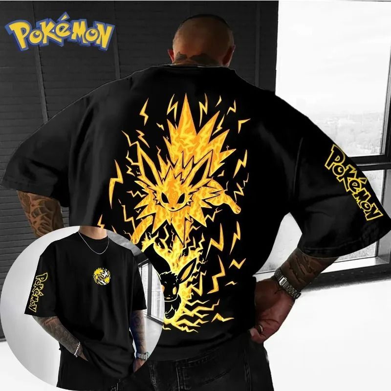 Camiseta Oversized Pokémon Jolteon Electric Shock Aftersoul Unissex Plus Size P ao G5 100% Algodão