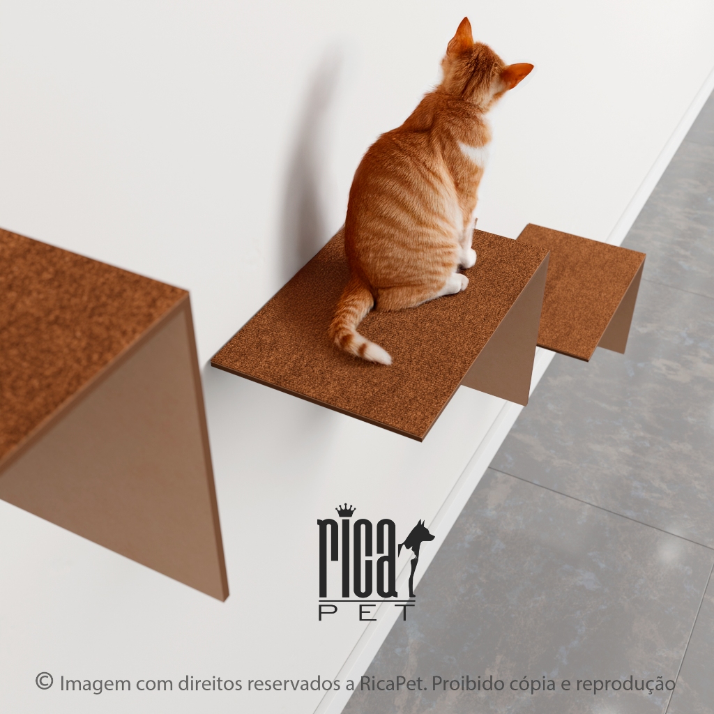 Kit Degrau Gato Brinquedo Arranhador Carpete Playground Parede Nicho