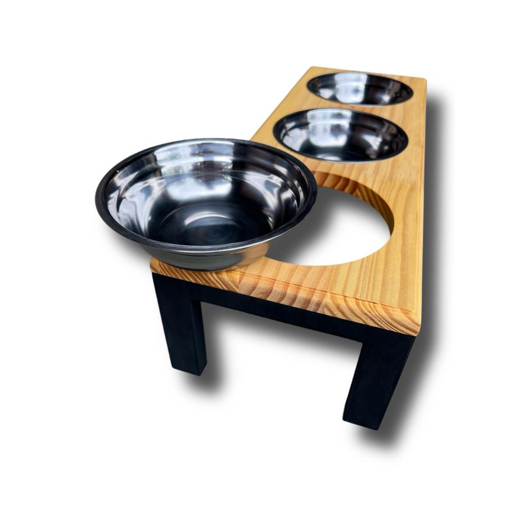Comedouro Elevado Triplo Para Cães E Gatos - P em Oferta na Shopee