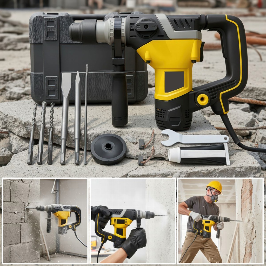 Martelete Perfurador e Rompedor 2400W 6,5J SDS Plus com Kit e Maleta