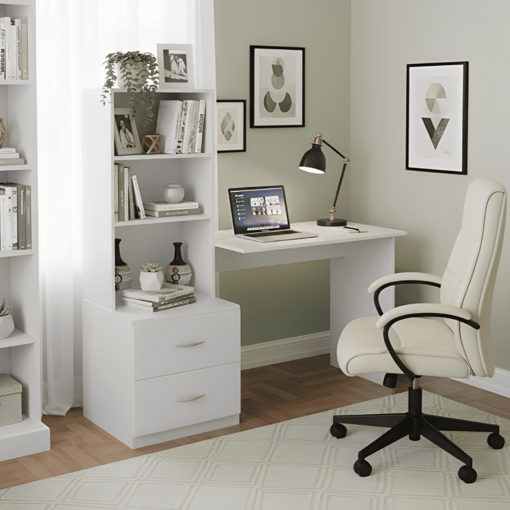 Escrivaninha Mesa Computador 2 Prateleiras 2 Gavetas Compacto Ônix Escritorio Quarto Home Office