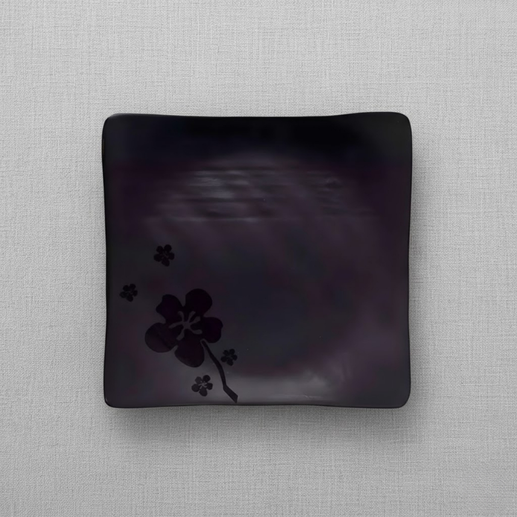 Prato Kanpai Premium Raso Quadrado Preto 22,9cm Melamina Bestfer Comida Japonesa Sushi