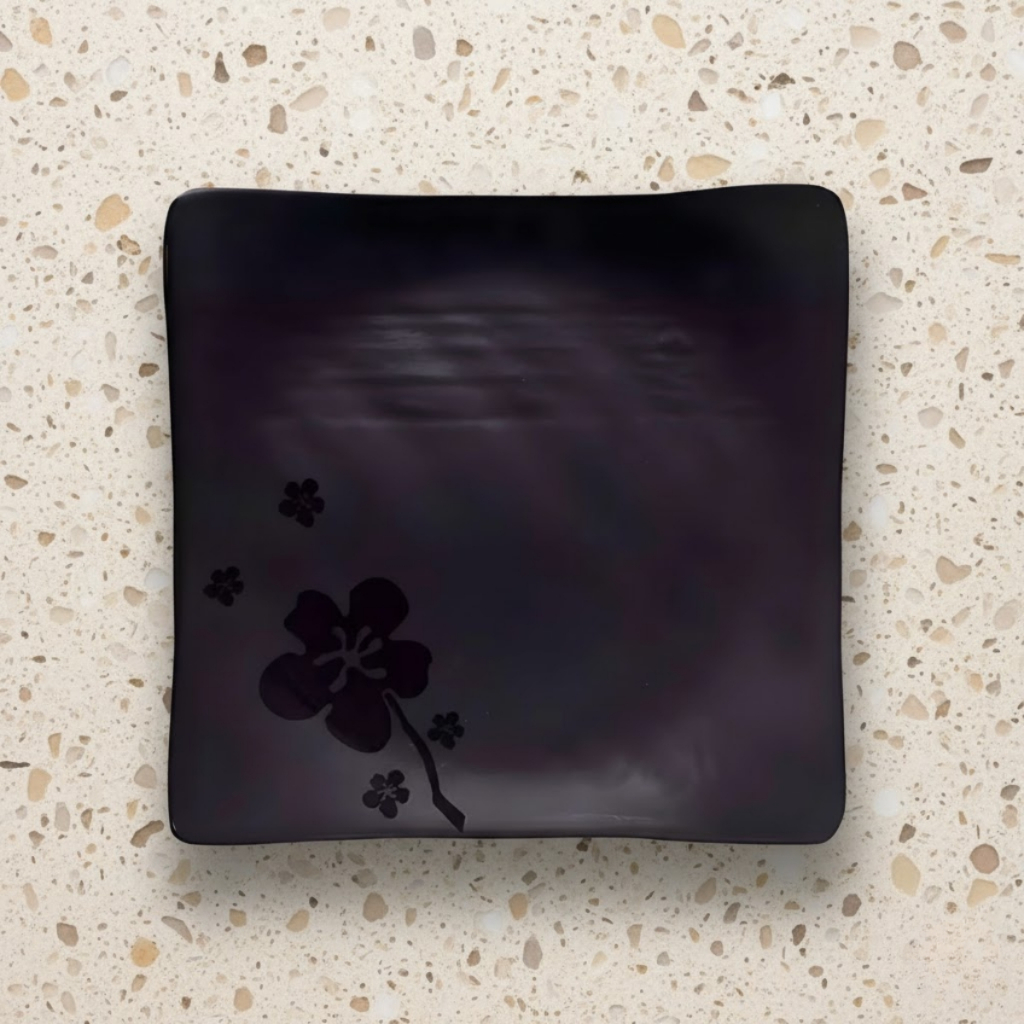 Prato Kanpai Bestfer Melamina Premium Preto 22,9cm Quadrado para Comida Japonesa