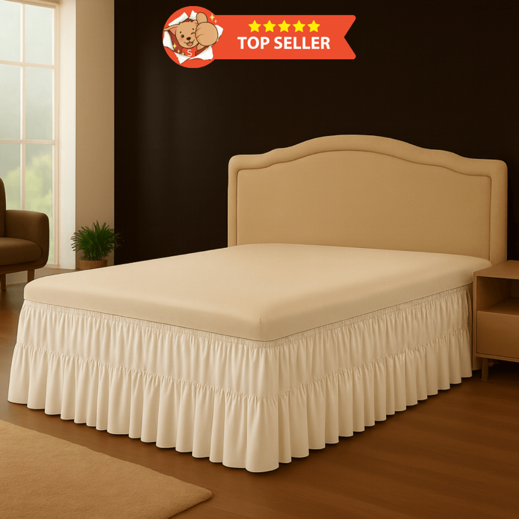 Decoração Quarto Conforto Saia Ajustável p/ Cama Box Casal, Queen E King Size - Duplo Elástico