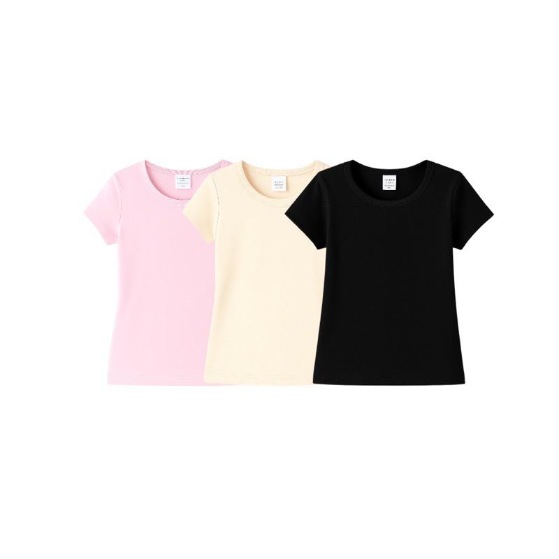 Kit 3 Baby Look Meia Manga Infantil Feminina 4 ao 16 - Mello Kids