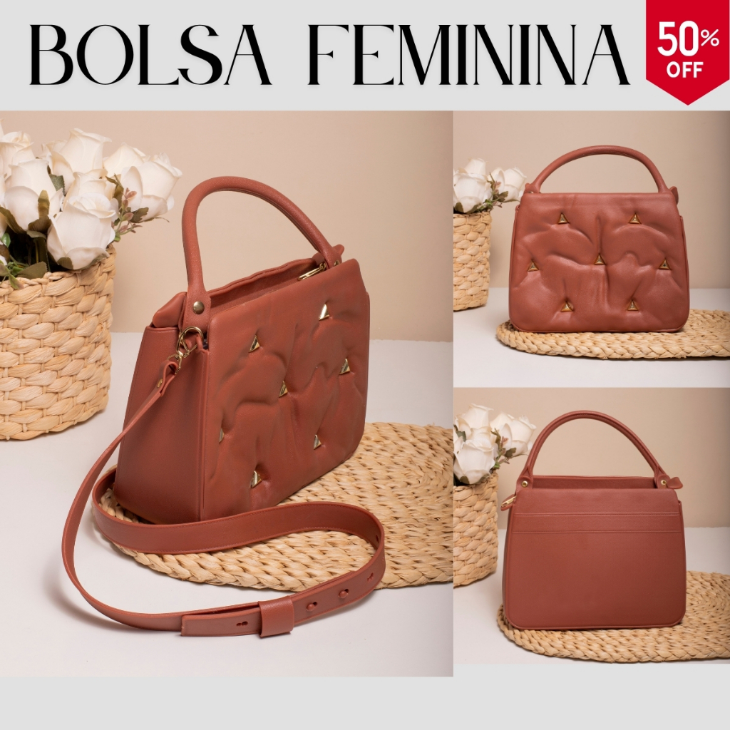 Bolsa Feminina Antonella Luxuosa Ombro e Mão Moderna Elegante Lançamento Festa