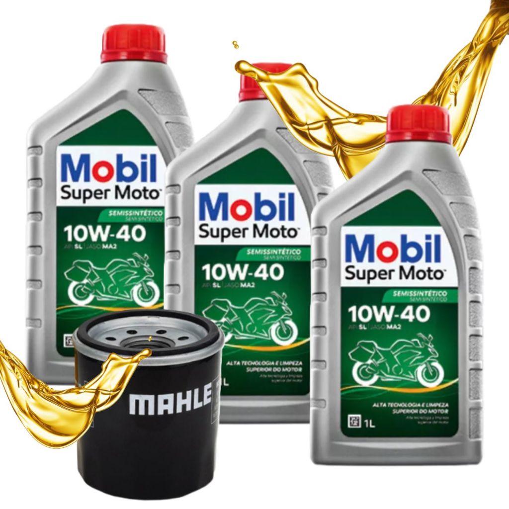 Troca de Óleo Ninja 300 Ninja 400 Z300 Z400 Mt03 Mt07 Mt09 Mobil 10w40 3 Litros + Filtro em Oferta na Shopee