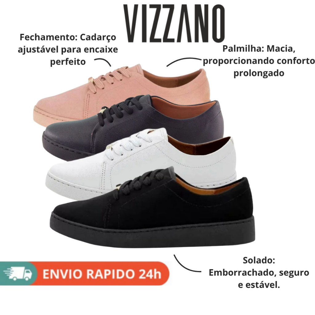 Tênis Feminino Vizzano Casual Confortável em Napa com Solado Emborrachado Ref 1214.205